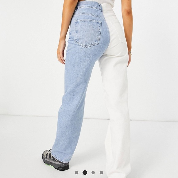 Pull&Bear straight jeans blue & white NWT - Picture 3 of 4